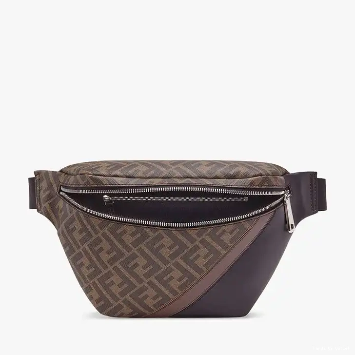 Cheap Bag In Fendi Brown Belt Fabric Motif FF Coffee 0507